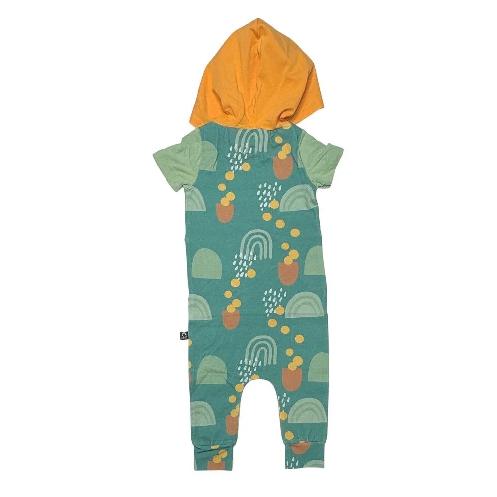 RAGS to Raches Green Orange Rainbow Romper 12-18 Months Colorful Fun NEW